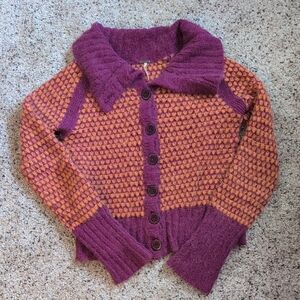 Free People Stylish Purple and Orange Women's Sweater Cardigan